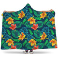 Hibiscus Monstera Hawaii Pattern Print Hooded Blanket