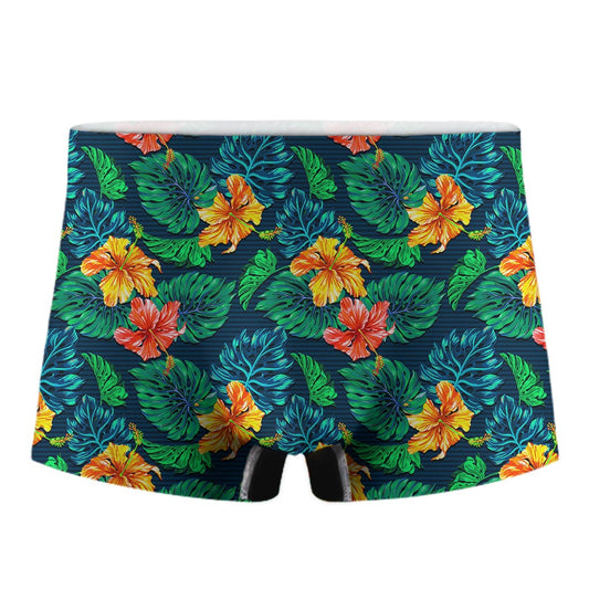 Hibiscus Monstera Hawaii Pattern Print Men's Boxer Briefs