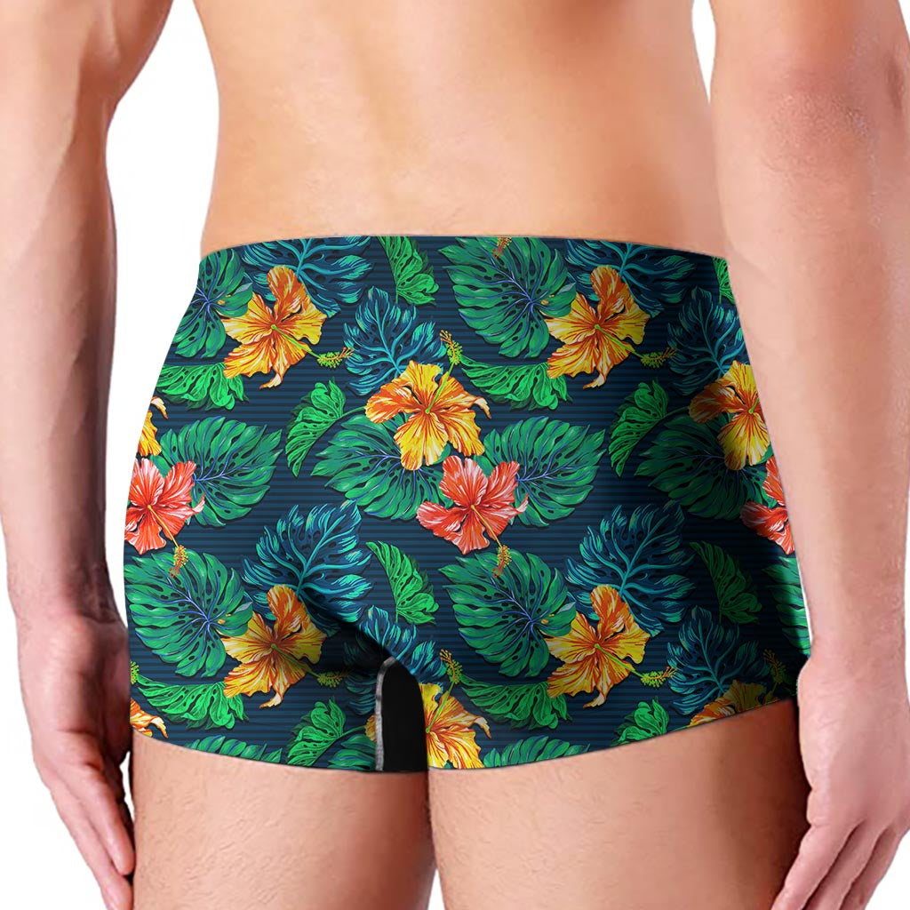 Hibiscus Monstera Hawaii Pattern Print Men's Boxer Briefs