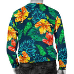 Hibiscus Monstera Hawaii Pattern Print Men's Crewneck Sweatshirt GearFrost