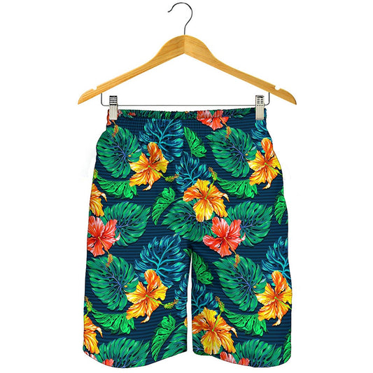 Hibiscus Monstera Hawaii Pattern Print Men's Shorts