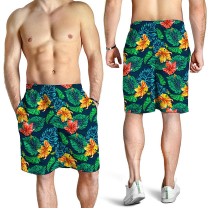 Hibiscus Monstera Hawaii Pattern Print Men's Shorts