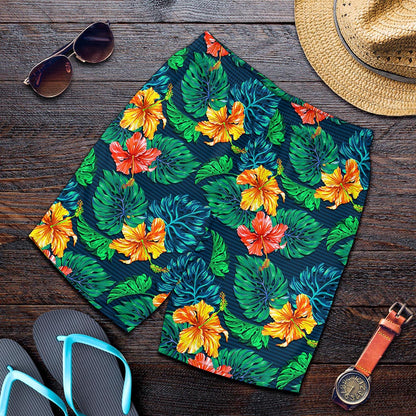 Hibiscus Monstera Hawaii Pattern Print Men's Shorts