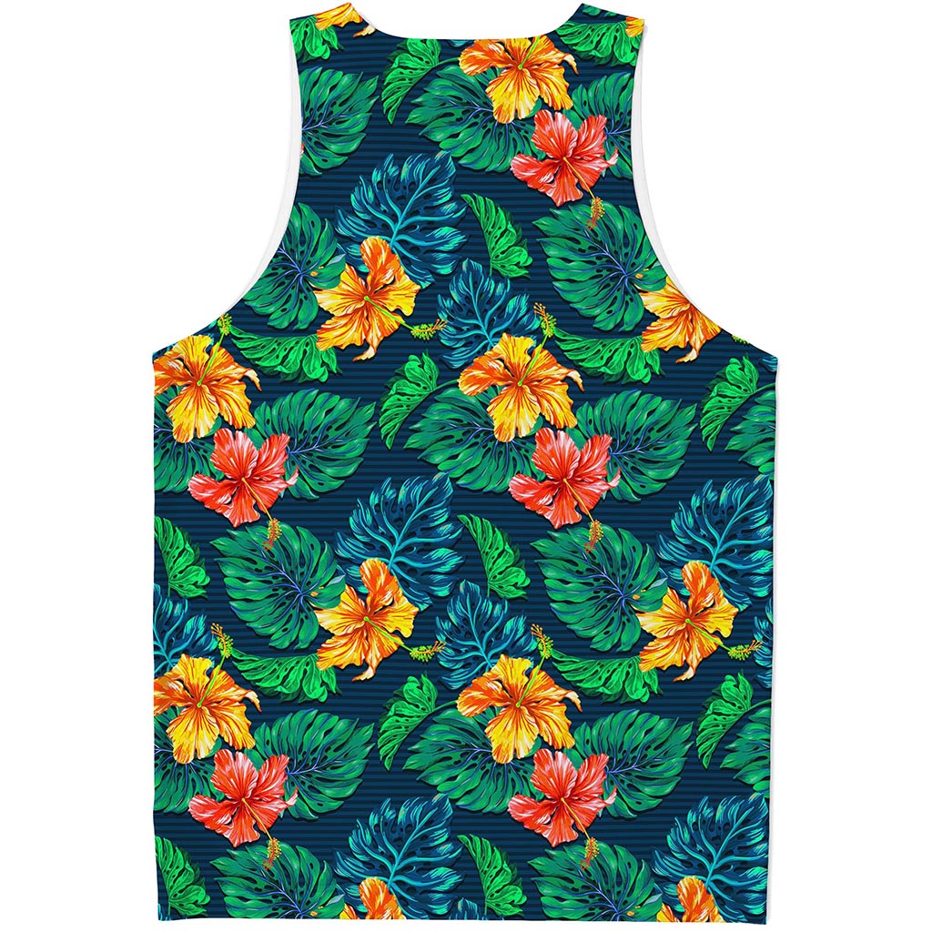 Hibiscus Monstera Hawaii Pattern Print Men's Tank Top