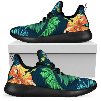 Hibiscus Monstera Hawaii Pattern Print Mesh Knit Shoes GearFrost