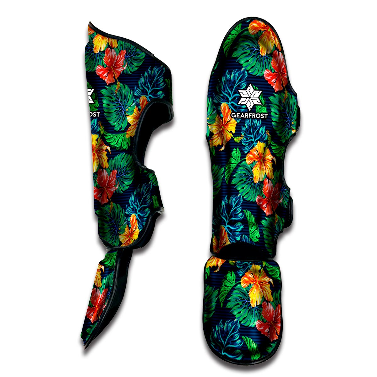 Hibiscus Monstera Hawaii Pattern Print Muay Thai Shin Guard