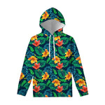 Hibiscus Monstera Hawaii Pattern Print Pullover Hoodie