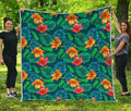 Hibiscus Monstera Hawaii Pattern Print Quilt
