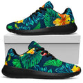 Hibiscus Monstera Hawaii Pattern Print Walking Shoes