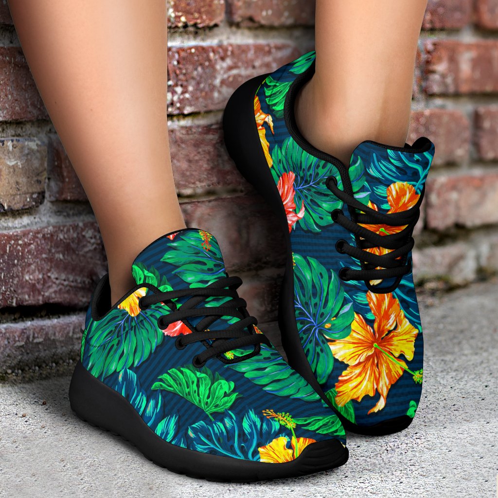 Hibiscus Monstera Hawaii Pattern Print Sport Shoes GearFrost