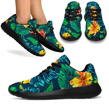 Hibiscus Monstera Hawaii Pattern Print Sport Shoes GearFrost