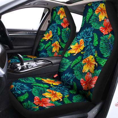 Hibiscus Monstera Hawaii Pattern Print Universal Fit Car Seat Covers