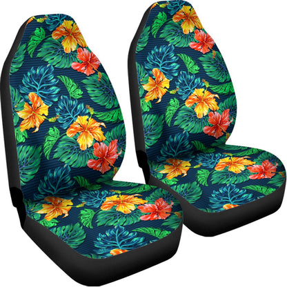 Hibiscus Monstera Hawaii Pattern Print Universal Fit Car Seat Covers
