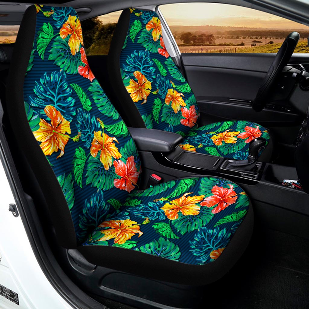 Hibiscus Monstera Hawaii Pattern Print Universal Fit Car Seat Covers
