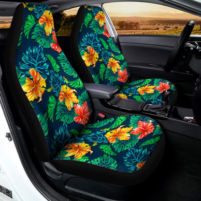Hibiscus Monstera Hawaii Pattern Print Universal Fit Car Seat Covers