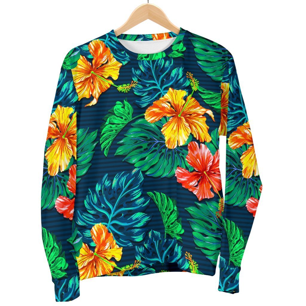 Hibiscus Monstera Hawaii Pattern Print Women's Crewneck Sweatshirt GearFrost