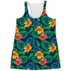 Hibiscus Monstera Hawaii Pattern Print Women's Racerback Tank Top