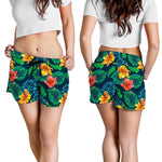 Hibiscus Monstera Hawaii Pattern Print Women's Shorts