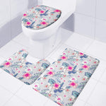Hibiscus Orchids Hawaii Pattern Print 3 Piece Bath Mat Set