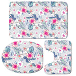 Hibiscus Orchids Hawaii Pattern Print 3 Piece Bath Mat Set