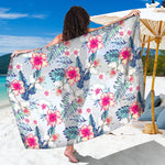 Hibiscus Orchids Hawaii Pattern Print Beach Sarong Wrap