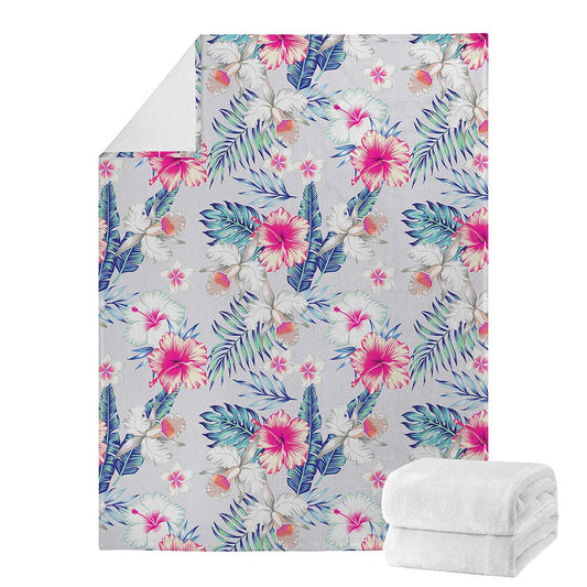 Hibiscus Orchids Hawaii Pattern Print Blanket