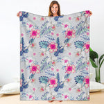 Hibiscus Orchids Hawaii Pattern Print Blanket