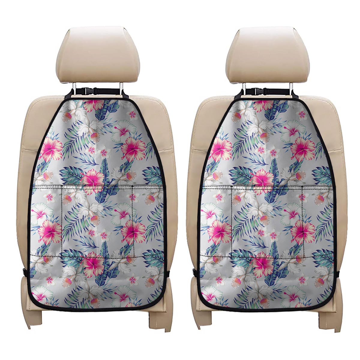 Hibiscus Orchids Hawaii Pattern Print Car Seat Organizers