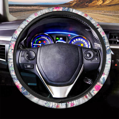 Hibiscus Orchids Hawaii Pattern Print Car Steering Wheel Cover