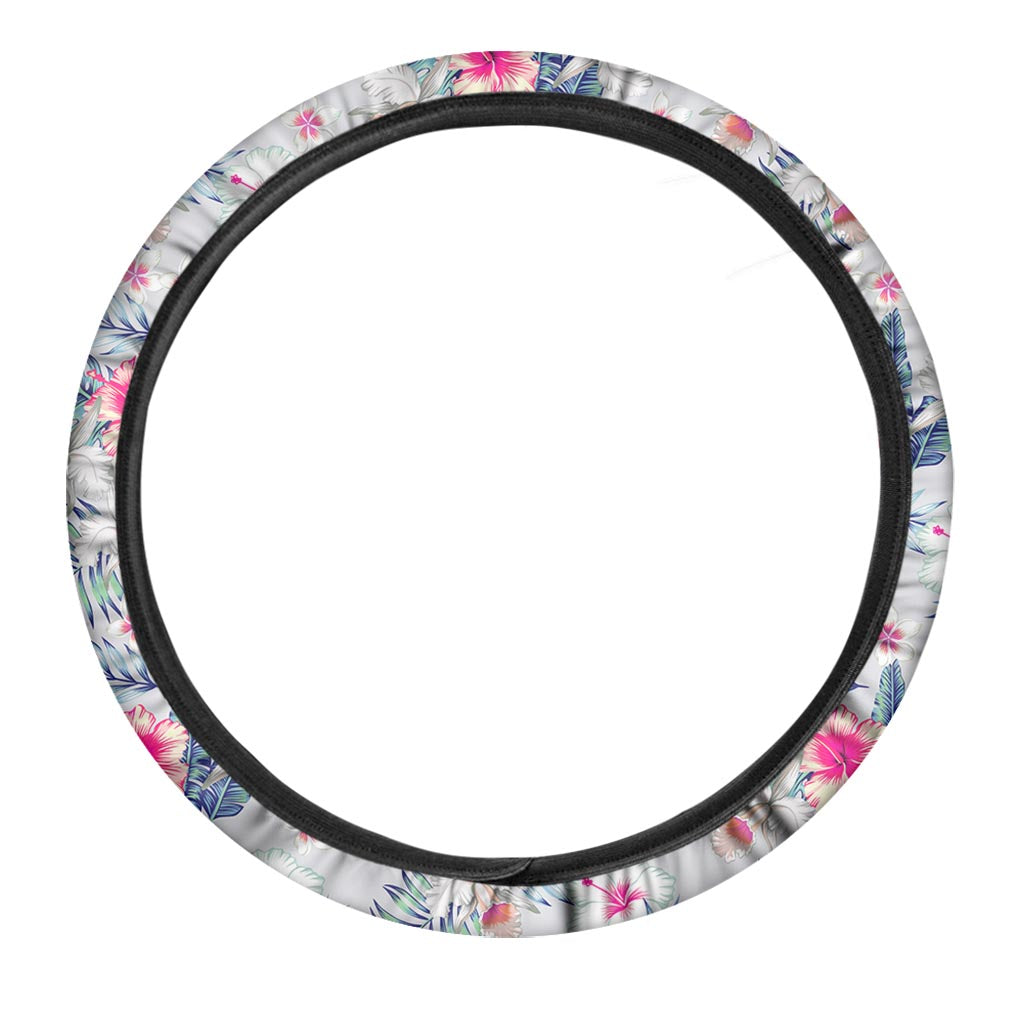 Hibiscus Orchids Hawaii Pattern Print Car Steering Wheel Cover