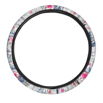 Hibiscus Orchids Hawaii Pattern Print Car Steering Wheel Cover