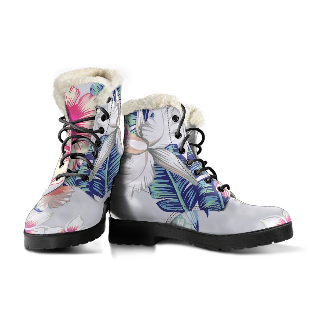 Hibiscus Orchids Hawaii Pattern Print Comfy Boots GearFrost