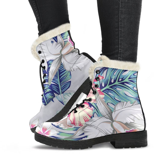Hibiscus Orchids Hawaii Pattern Print Comfy Boots GearFrost
