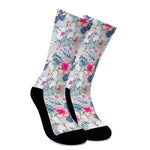 Hibiscus Orchids Hawaii Pattern Print Crew Socks