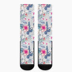 Hibiscus Orchids Hawaii Pattern Print Crew Socks