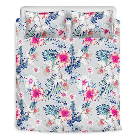 Hibiscus Orchids Hawaii Pattern Print Duvet Cover Bedding Set