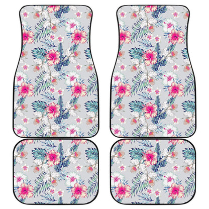 Hibiscus Orchids Hawaii Pattern Print Front and Back Car Floor Mats