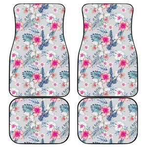 Hibiscus Orchids Hawaii Pattern Print Front and Back Car Floor Mats