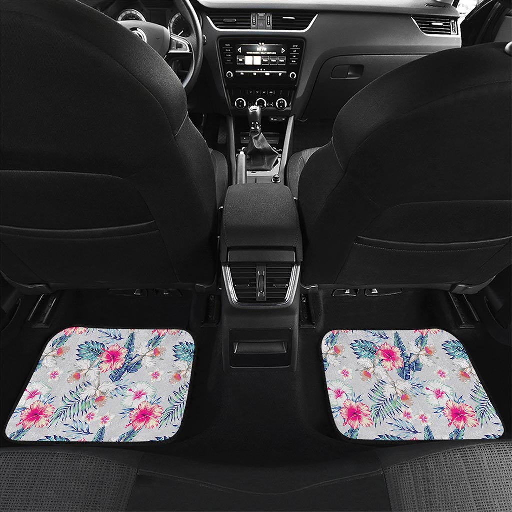 Hibiscus Orchids Hawaii Pattern Print Front and Back Car Floor Mats