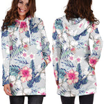 Hibiscus Orchids Hawaii Pattern Print Hoodie Dress GearFrost