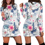 Hibiscus Orchids Hawaii Pattern Print Hoodie Dress GearFrost