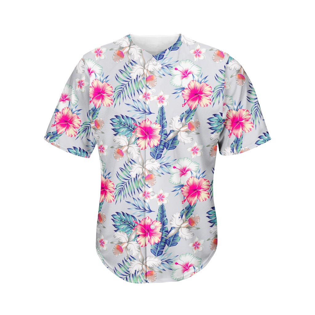 Hibiscus Orchids Hawaii Pattern Print Men's Baseball Jersey