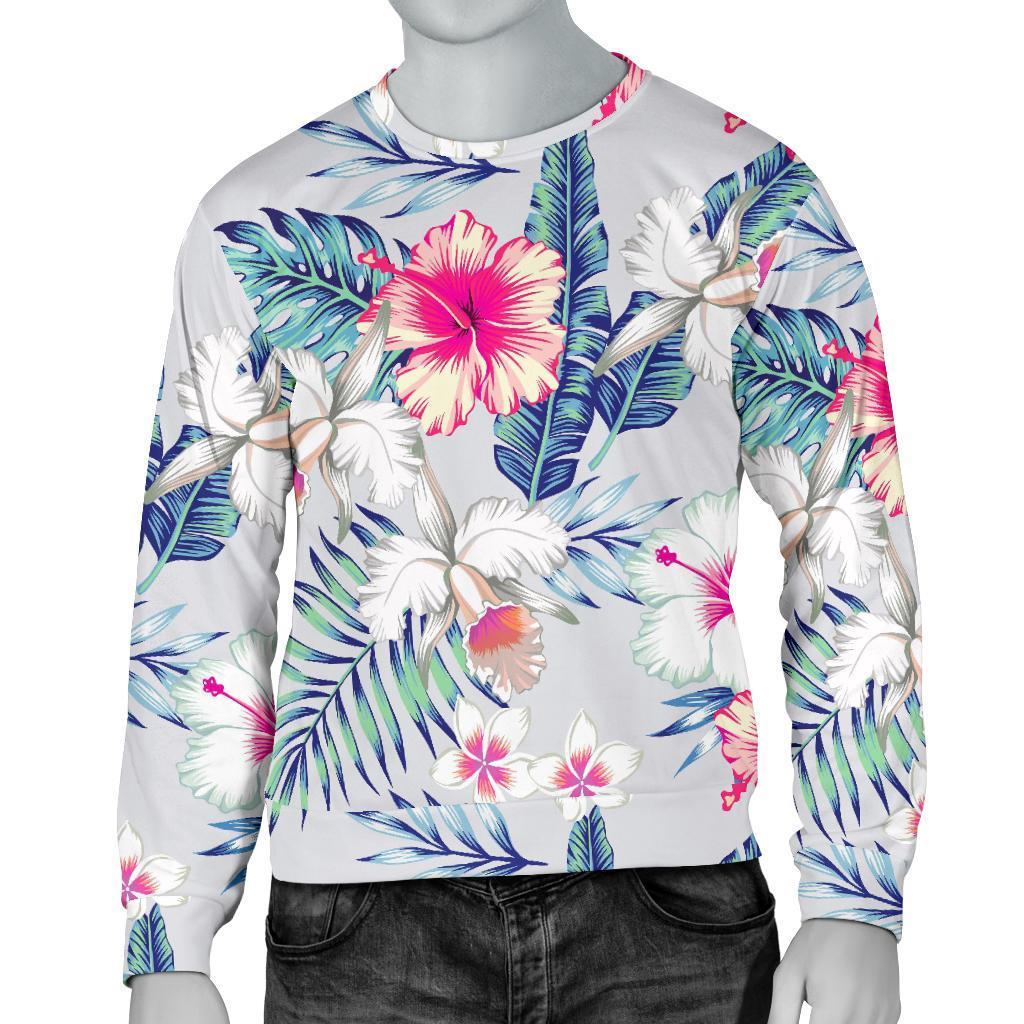 Hibiscus Orchids Hawaii Pattern Print Men's Crewneck Sweatshirt GearFrost