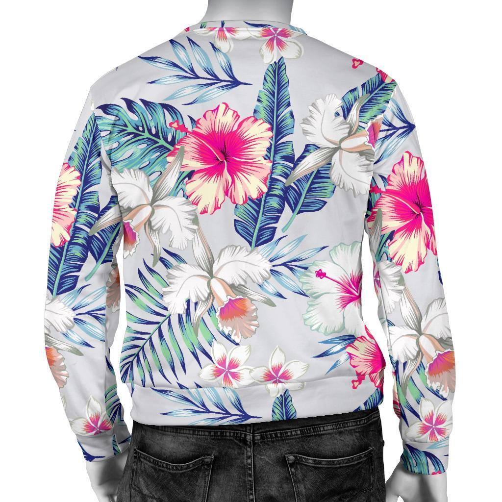 Hibiscus Orchids Hawaii Pattern Print Men's Crewneck Sweatshirt GearFrost