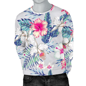 Hibiscus Orchids Hawaii Pattern Print Men's Crewneck Sweatshirt GearFrost