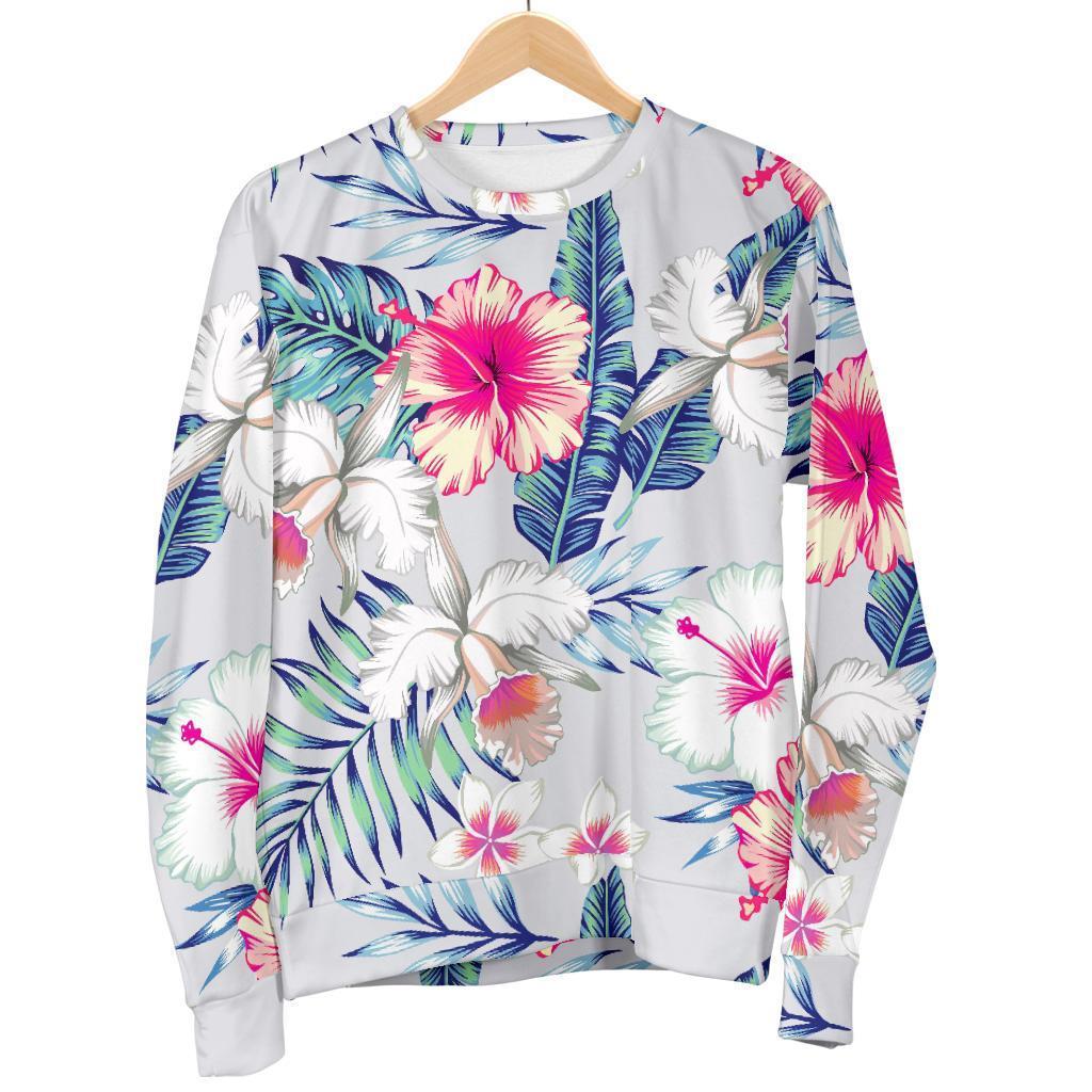 Hibiscus Orchids Hawaii Pattern Print Men's Crewneck Sweatshirt GearFrost