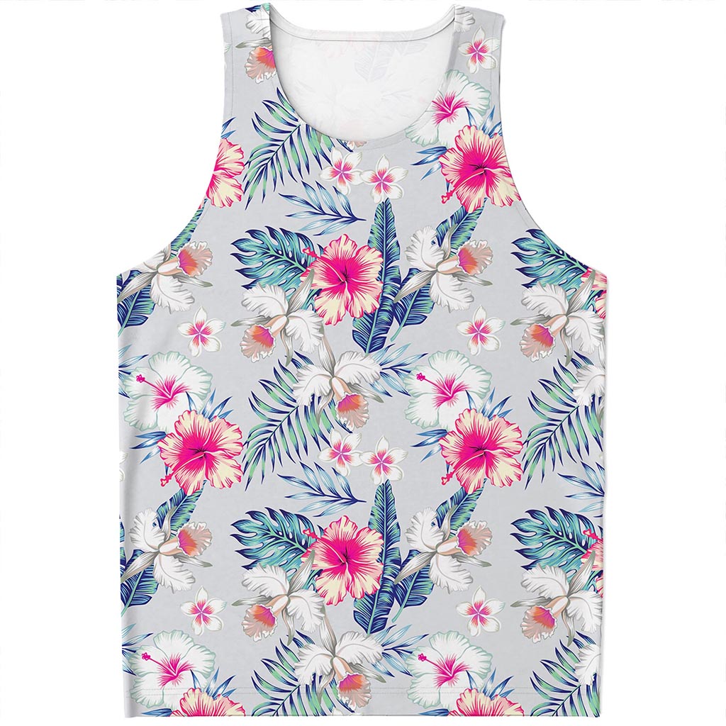 Hibiscus Orchids Hawaii Pattern Print Men's Tank Top