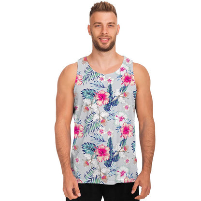 Hibiscus Orchids Hawaii Pattern Print Men's Tank Top