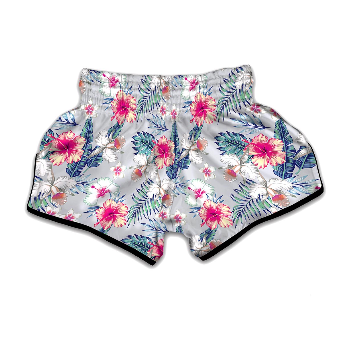 Hibiscus Orchids Hawaii Pattern Print Muay Thai Boxing Shorts