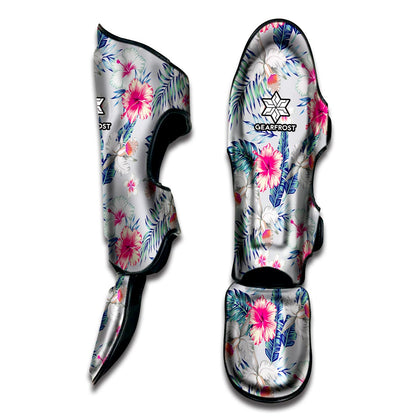 Hibiscus Orchids Hawaii Pattern Print Muay Thai Shin Guard